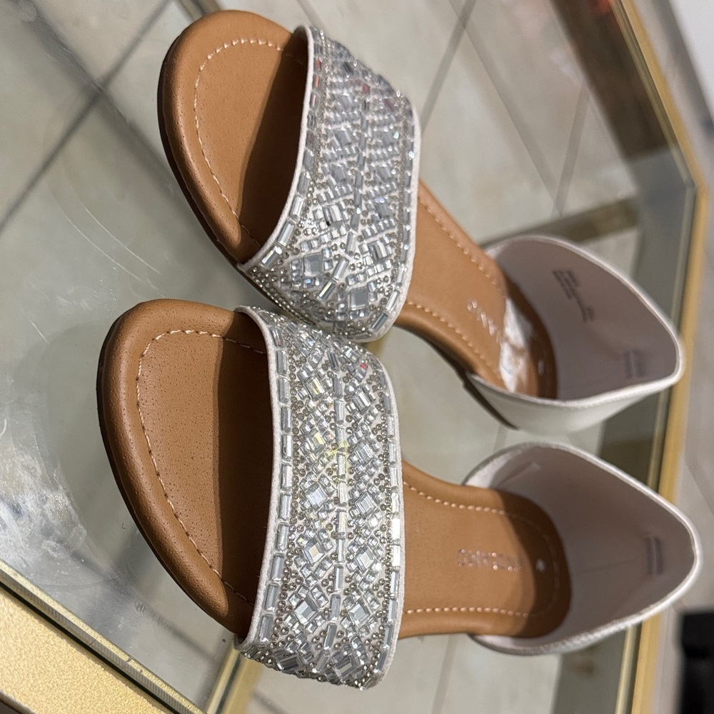 Chic White Beaded Women's Sandals